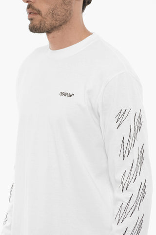 Long Sleeved Crew-neck T-Shirt with Contrasting Embroideries