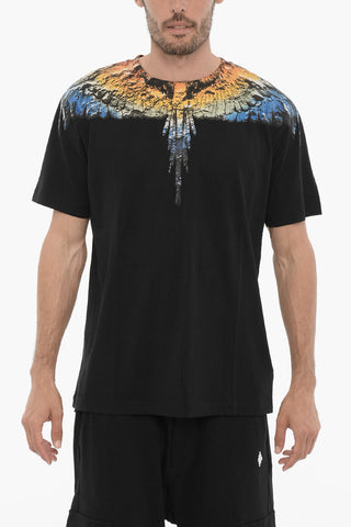 Solid Color LUNAR WINGS Crew-neck T-Shirt with Iconic Print