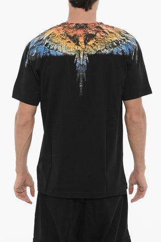 Solid Color LUNAR WINGS Crew-neck T-Shirt with Iconic Print