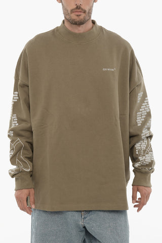 Fleeced Cotton GLITZ BRICKS Crew-neck Sweatshirt with Glittery Details