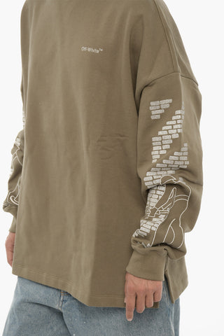 Fleeced Cotton GLITZ BRICKS Crew-neck Sweatshirt with Glittery Details