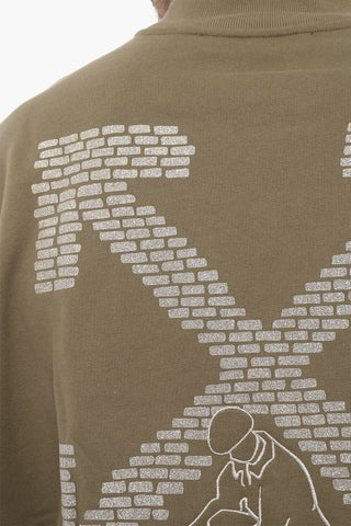 Fleeced Cotton GLITZ BRICKS Crew-neck Sweatshirt with Glittery Details