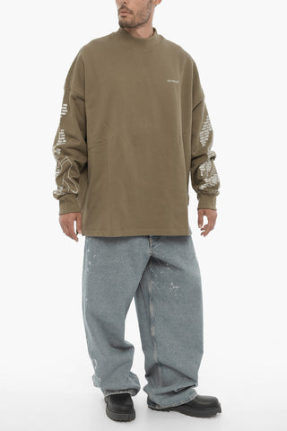 Fleeced Cotton GLITZ BRICKS Crew-neck Sweatshirt with Glittery Details