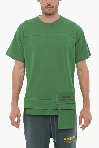 Einfarbiges Rundhals-T-Shirt AMAZON SEA FOAM mit Brusttasche