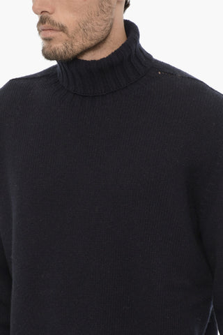 Nylon and Wool Turtleneck Sweater with Embroidery Logo