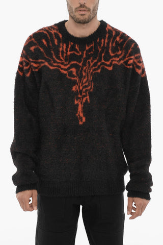 Nylon Crewneck Sweater with Contrast Embroidery