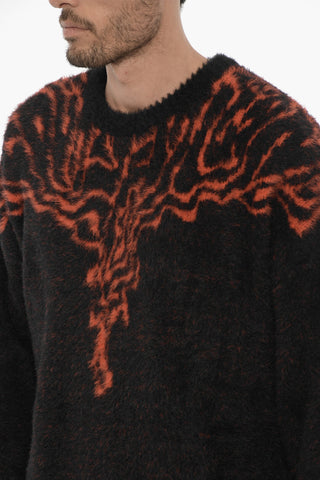 Nylon Crewneck Sweater with Contrast Embroidery