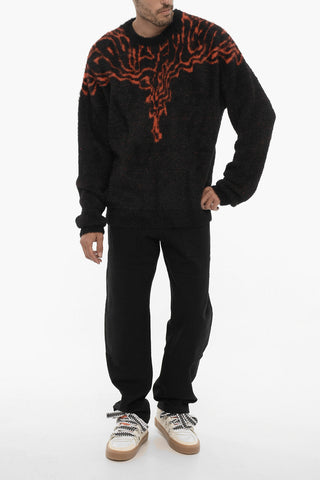 Nylon Crewneck Sweater with Contrast Embroidery