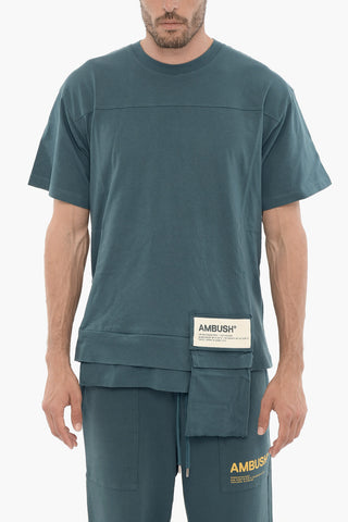 Unifarbenes Rundhals-T-Shirt mit Tasche