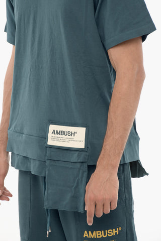 Unifarbenes Rundhals-T-Shirt mit Tasche