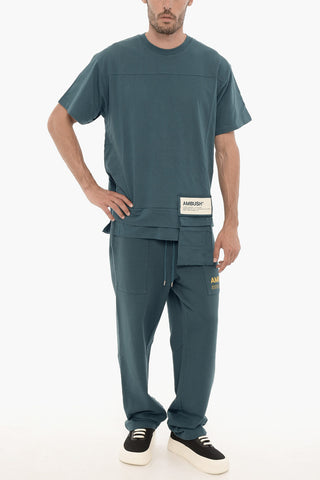 Unifarbenes Rundhals-T-Shirt mit Tasche