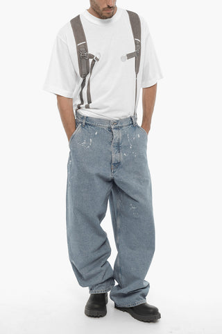 Wide Leg Jeans with Acid Wash Details 26cm