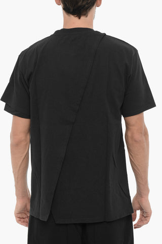 T-Shirt Girocollo in Tinta Unita Sovrapposta 