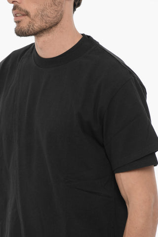 T-Shirt Girocollo in Tinta Unita Sovrapposta 