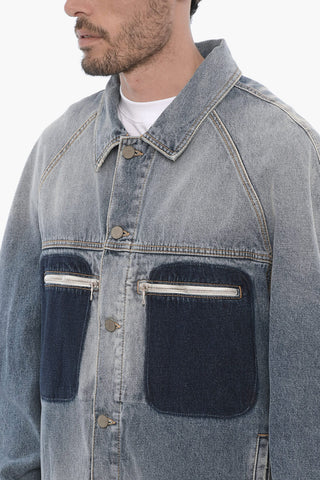 Delavè Effect Denim Jacket with Double Breast Pocket