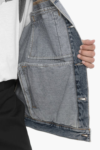 Delavè Effect Denim Jacket with Double Breast Pocket