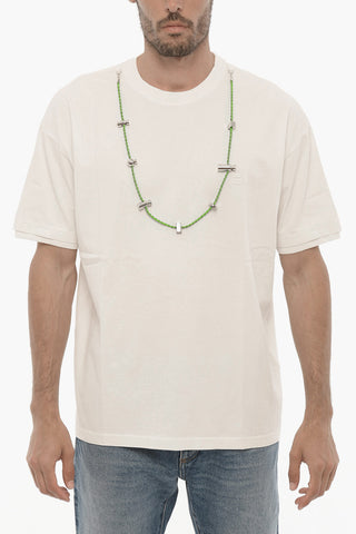 Rundhals-T-Shirt aus Baumwolle mit abnehmbarer Kette