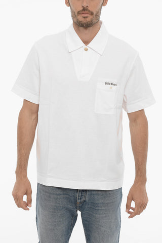 Piquet Cotton One Button Polo Shirt with Breat Pocket