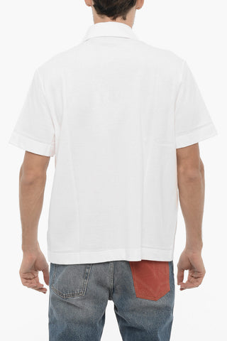 Piquet Cotton One Button Polo Shirt with Breat Pocket
