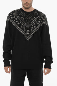 Crewneck Sweater with Bandana Print