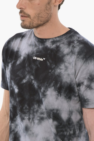 Tie-Dye Effect Crew-neck T-Shirt with Printed Logo