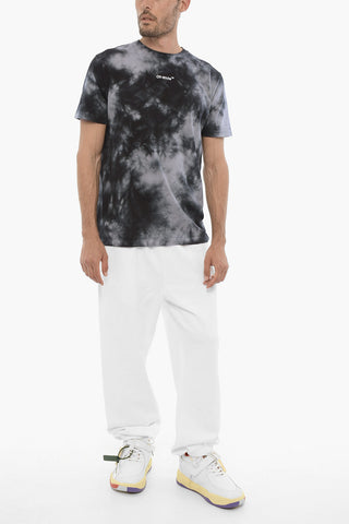 Tie-Dye Effect Crew-neck T-Shirt with Printed Logo