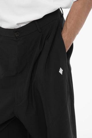 Pantaloni a Gamba Larga in Misto Lana Vergine