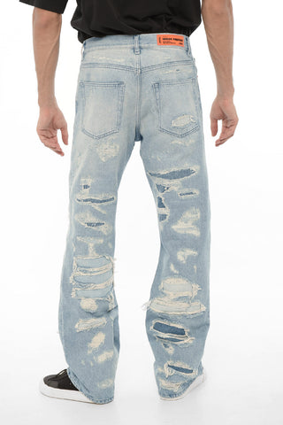 Straight Leg Distressed Jeans 23cm