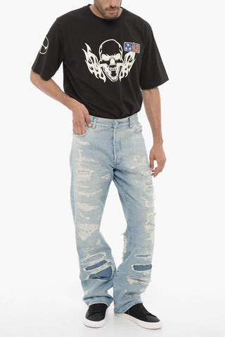 Straight Leg Distressed Jeans 23cm