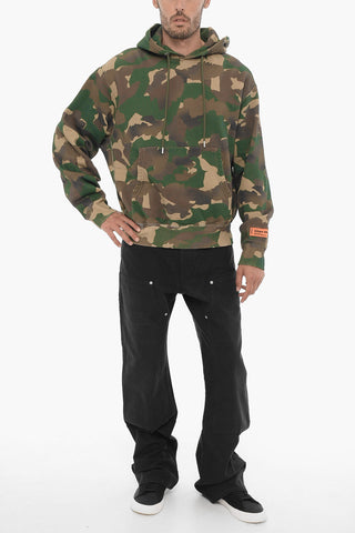 Camouflage Effect Hoodie with Patch Pocket