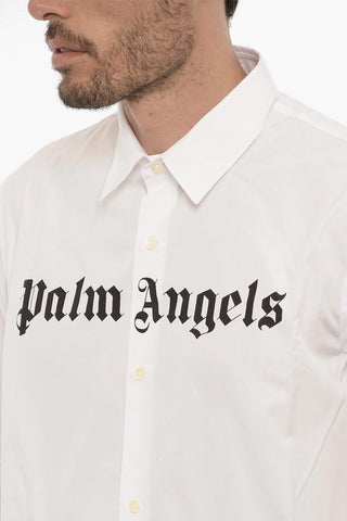 Poplin Cotton Shirt with Printed Logo