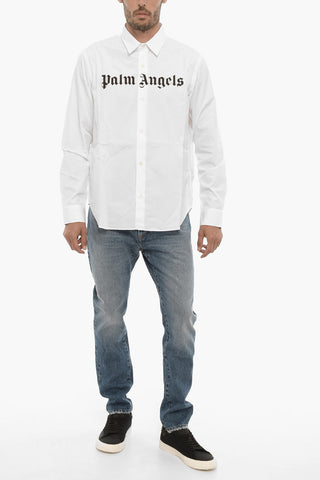 Poplin Cotton Shirt with Printed Logo