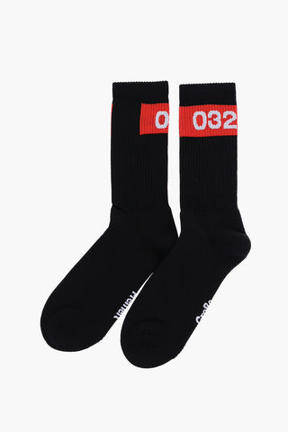 Two-Tone Ribbed Long Socks