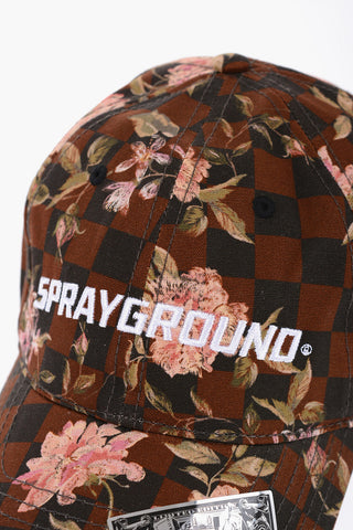 Checked Cap with Floral Details
