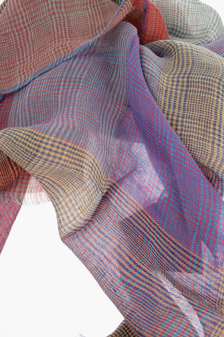 District Check Motif Linen SHAAL-NUR Foulard