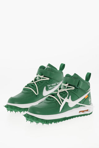 OFF-WHITE Leather  AIR FORCE 1MID High Top Sneakers with Air Bubble Sole