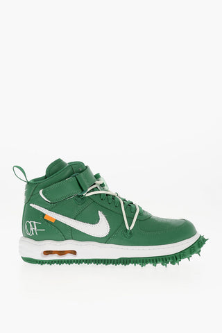 OFF-WHITE Leather  AIR FORCE 1MID High Top Sneakers with Air Bubble Sole
