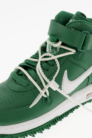 OFF-WHITE Leather  AIR FORCE 1MID High Top Sneakers with Air Bubble Sole