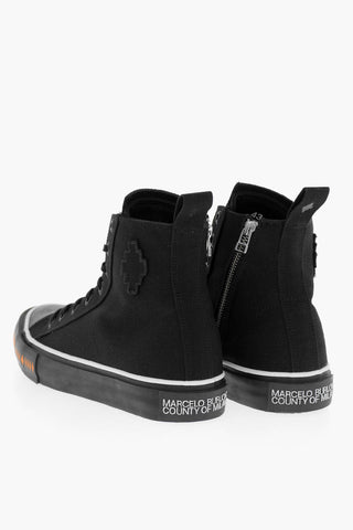 Sneakers Alte TAPE In Cotone con Dettaglio a Contrasto