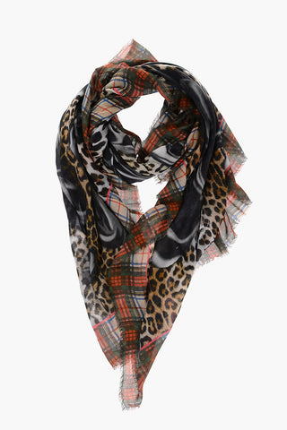 Animal Motif and Check DON'T TOUCH Stole