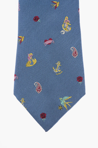 Embroidered Silk Tie