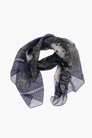 Floral Patterned Linen and Silk DELHY Foulard