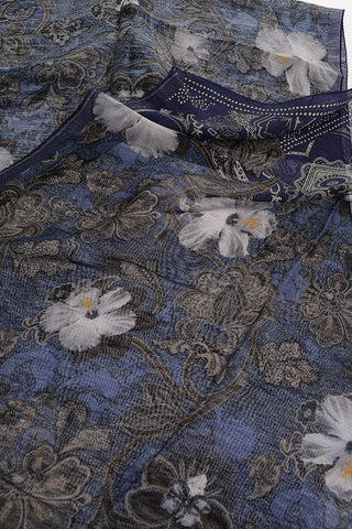 Foulard DELHY in Lino e Seta a Fantasia Floreale