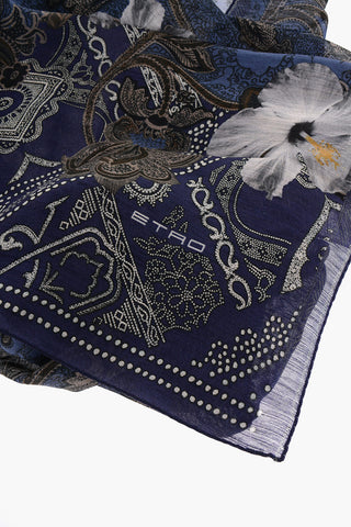 Floral Patterned Linen and Silk DELHY Foulard