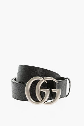 Leather Belt with Silver-Tone GG Buckle 40mm