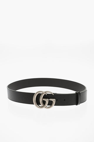 Leather Belt with Silver-Tone GG Buckle 40mm
