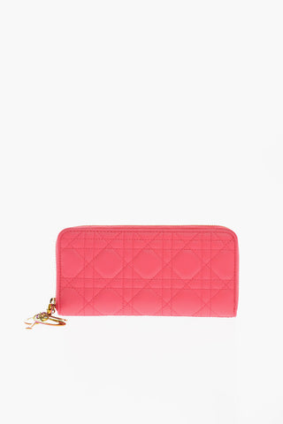 Quilted Leather LADY DIOR Wallet with Charm Logo