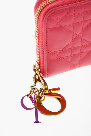 Quilted Leather LADY DIOR Wallet with Charm Logo