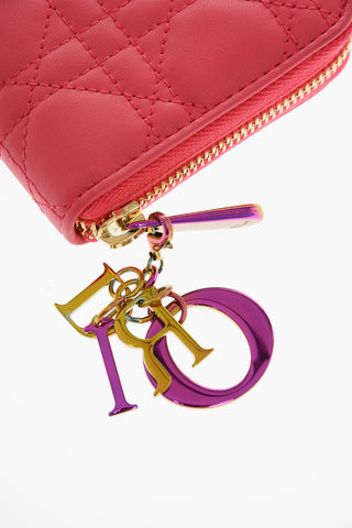 Quilted Leather LADY DIOR Wallet with Charm Logo