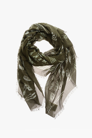 Solid Color Foulard with All-Over Skulls